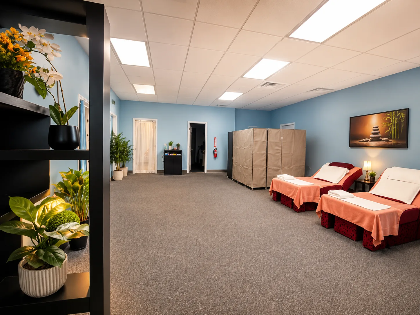 Spa interior with massage stations at Zen Spa